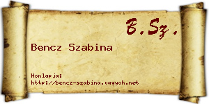 Bencz Szabina névjegykártya